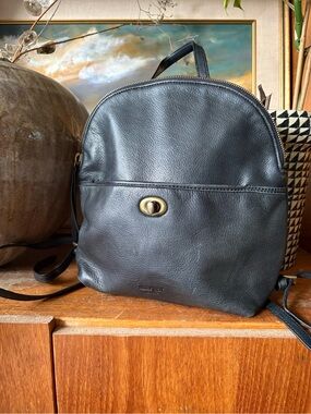 Margot New York Turnlock Minimalist Leather Backpack